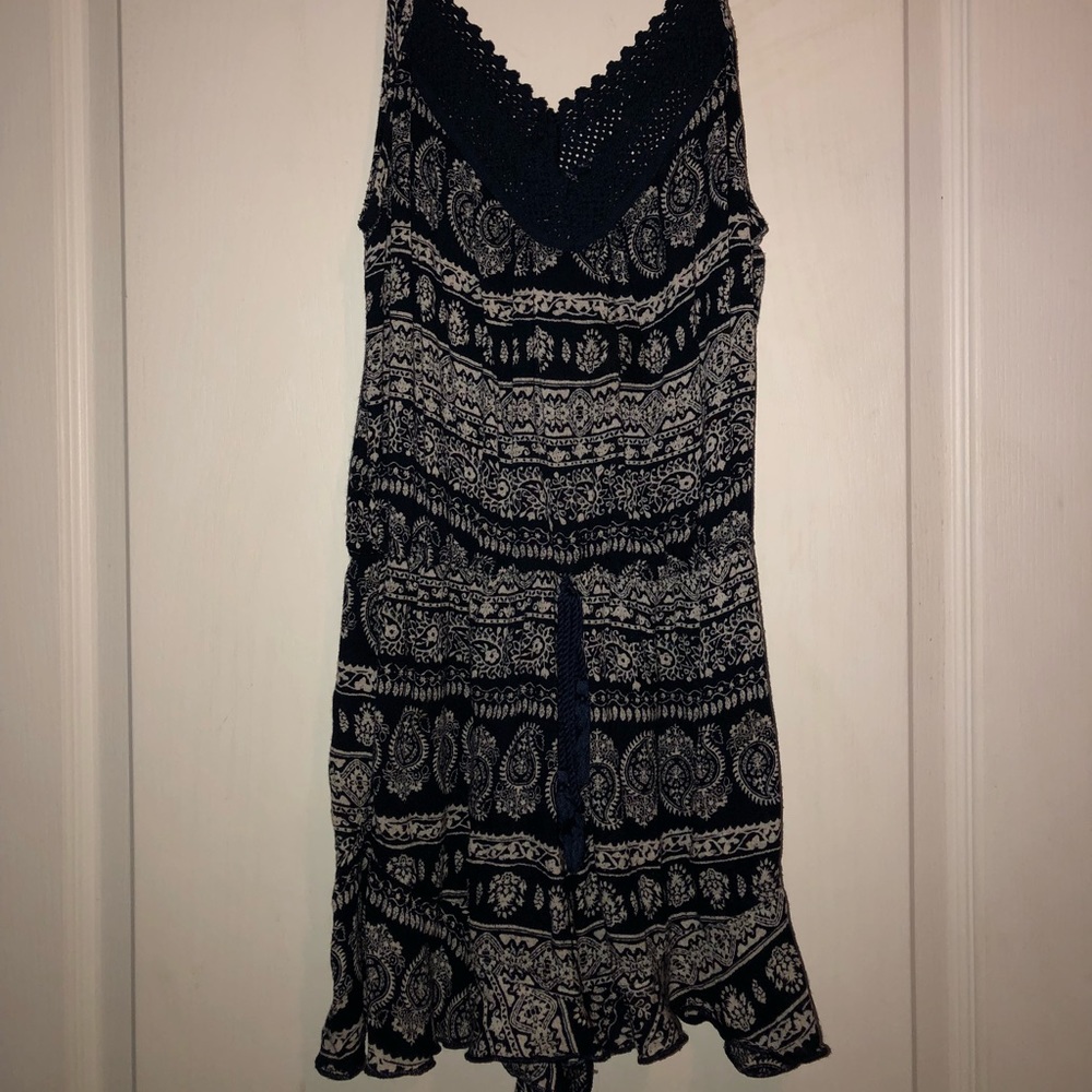 navy blue & white romper